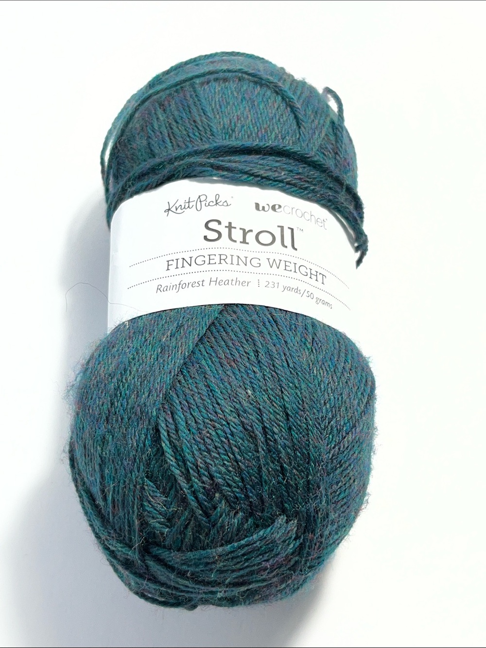 Knit Picks Stroll Fingering Weight Yarn - Rainforest Heather (Teal)